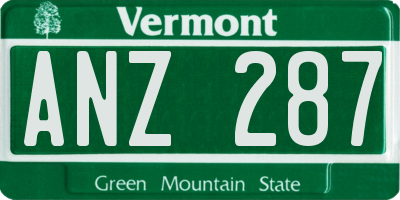 VT license plate ANZ287
