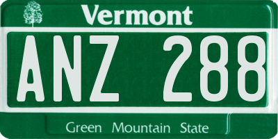 VT license plate ANZ288