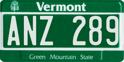 VT license plate ANZ289