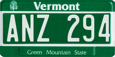 VT license plate ANZ294