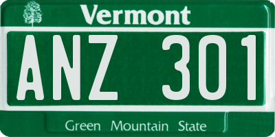 VT license plate ANZ301