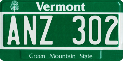 VT license plate ANZ302
