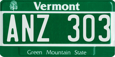VT license plate ANZ303