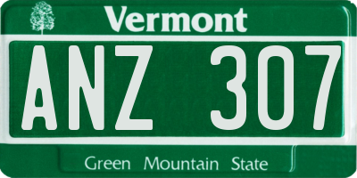 VT license plate ANZ307