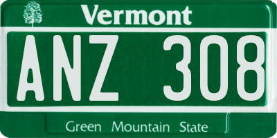 VT license plate ANZ308