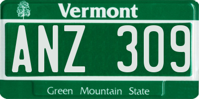 VT license plate ANZ309
