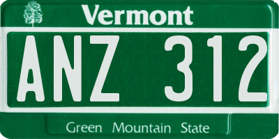 VT license plate ANZ312