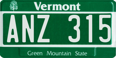 VT license plate ANZ315