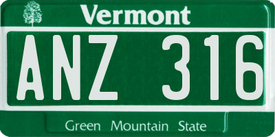 VT license plate ANZ316