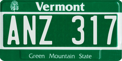 VT license plate ANZ317