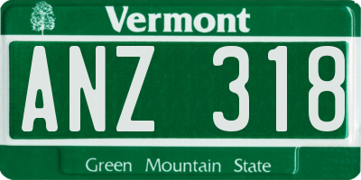 VT license plate ANZ318