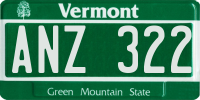 VT license plate ANZ322