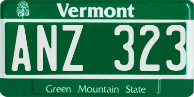 VT license plate ANZ323