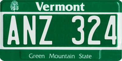 VT license plate ANZ324