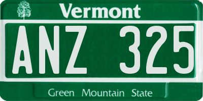 VT license plate ANZ325