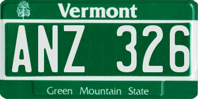 VT license plate ANZ326