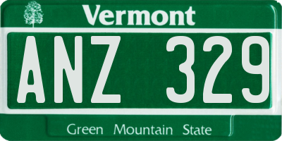 VT license plate ANZ329