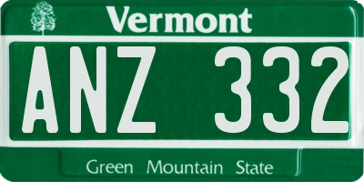 VT license plate ANZ332