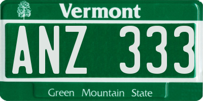 VT license plate ANZ333