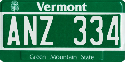 VT license plate ANZ334