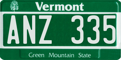 VT license plate ANZ335