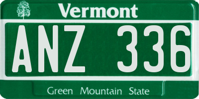 VT license plate ANZ336