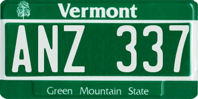VT license plate ANZ337