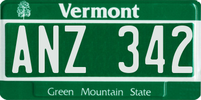 VT license plate ANZ342