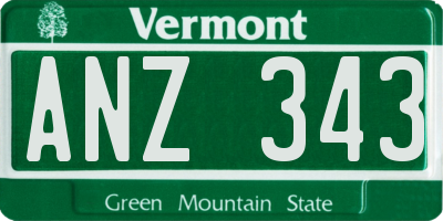 VT license plate ANZ343