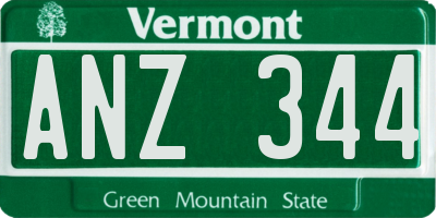 VT license plate ANZ344