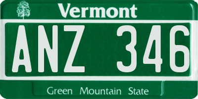 VT license plate ANZ346