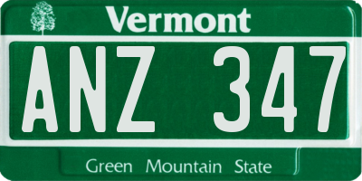 VT license plate ANZ347