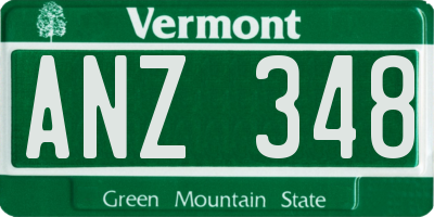 VT license plate ANZ348