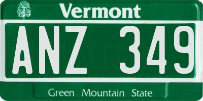 VT license plate ANZ349