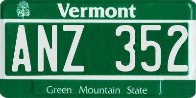 VT license plate ANZ352