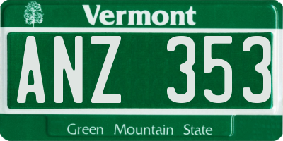 VT license plate ANZ353