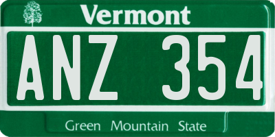VT license plate ANZ354