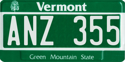 VT license plate ANZ355