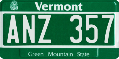 VT license plate ANZ357