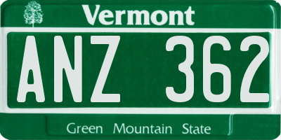 VT license plate ANZ362
