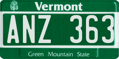 VT license plate ANZ363
