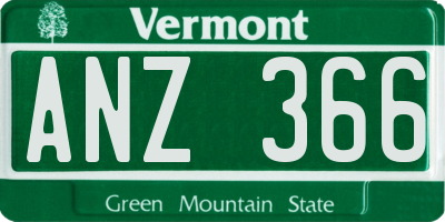 VT license plate ANZ366