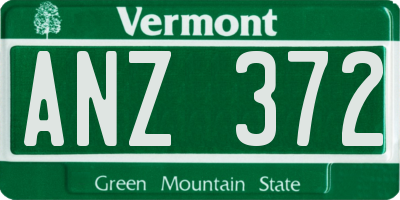 VT license plate ANZ372