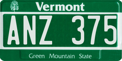 VT license plate ANZ375