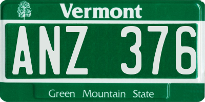 VT license plate ANZ376