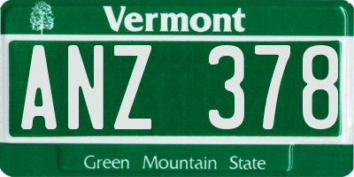 VT license plate ANZ378