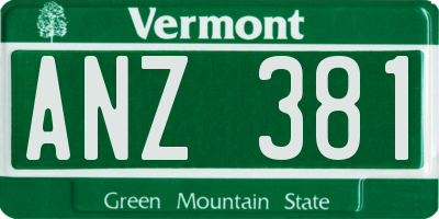 VT license plate ANZ381