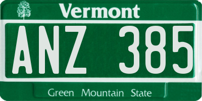 VT license plate ANZ385