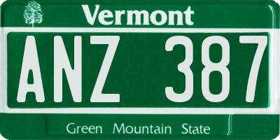 VT license plate ANZ387