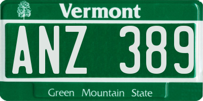 VT license plate ANZ389